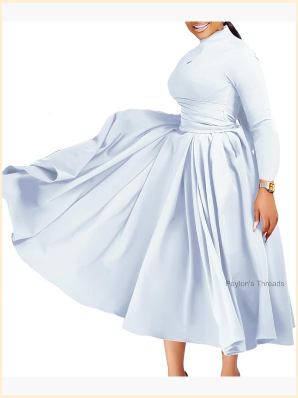 Elegant Long Sleeve Maxi Dress A-Line Swing Cocktail Party Dress Women - Picture 1 of 3